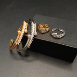 Minimalist Adjustable Bracelet and Ring Set – Gold & Silver Tone Finishes