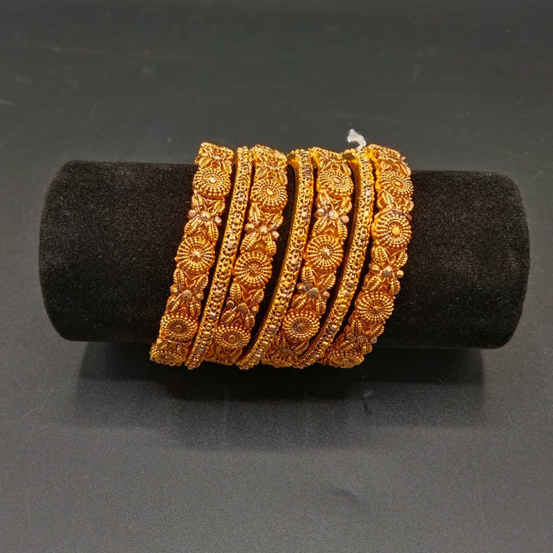 Antique Gold Plated Ruby Stone Bangle Set – 7pc Traditional Pakistani Bridal Churi | Ethnic Wedding Jewelry for Women