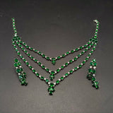 Glamorous Layered Wedding Jewelry Set - Triple Strand Pear Cut Stone Necklace & Drop Earrings - Ideal for Bridesmaids, Gala, and Formal Events