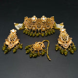 Vintage Style Filigree Choker Set with Colorful Gemstone Beads