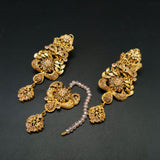 Traditional Earrings & Maang Tikka Set – Antique Gold Finish