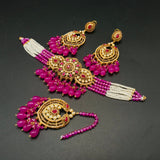 Traditional Gold-Tone Choker Necklace Set with Chandbali Earrings & Maang Tikka – Ethnic Seed Pearl Bridal Jewelry | Ruby, Emerald, Navy, Multi & More