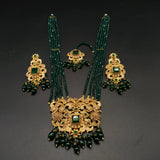 Handcrafted Rani Haar Jewelry Set – Multi-Layer Beaded Kundan Necklace with Jhumka Earrings & Tikka – Ethnic Pakistani Bridal Wear