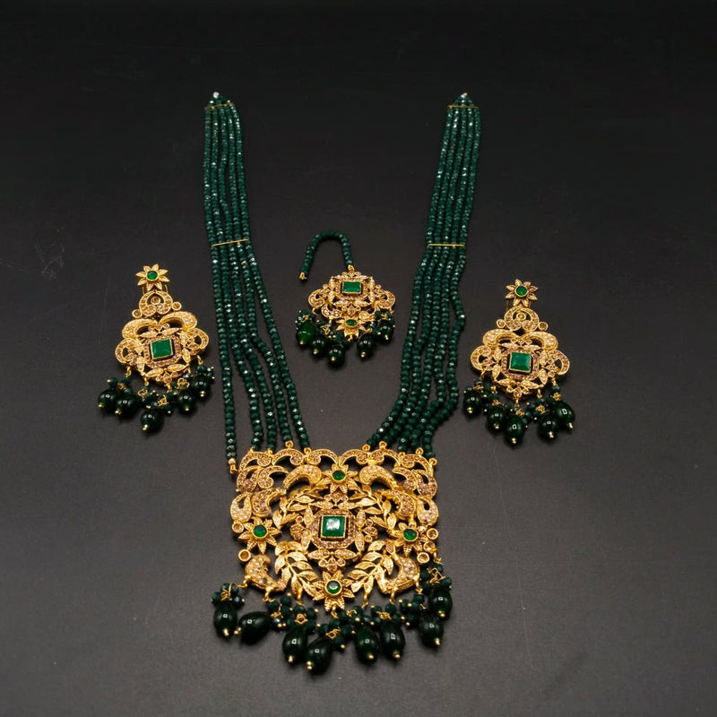 Royal Kundan Mala Set with Maang Tikka & Earrings – Traditional 5-Layer Long Rani Haar Necklace for Bridal & Wedding Wear