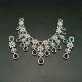 Luxury Cubic Zirconia Flower Statement Necklace and Earrings Set for Weddings & Bridal Parties