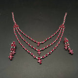 Glamorous Layered Wedding Jewelry Set - Triple Strand Pear Cut Stone Necklace & Drop Earrings - Ideal for Bridesmaids, Gala, and Formal Events