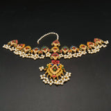 Traditional Kundan Matha Patti with Pearls - Indian Bridal Headband Jewelry - Multi-Color Ethnic Sheeshphool for Weddings, Mehndi & Sangeet