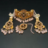 Turkish Boho Choker Jewelry Set | Multi-Layer Bead & Pearl Necklace with earrings and mang tikka | Hafizpk