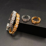 Minimalist Adjustable Bracelet and Ring Set – Gold & Silver Tone Finishes