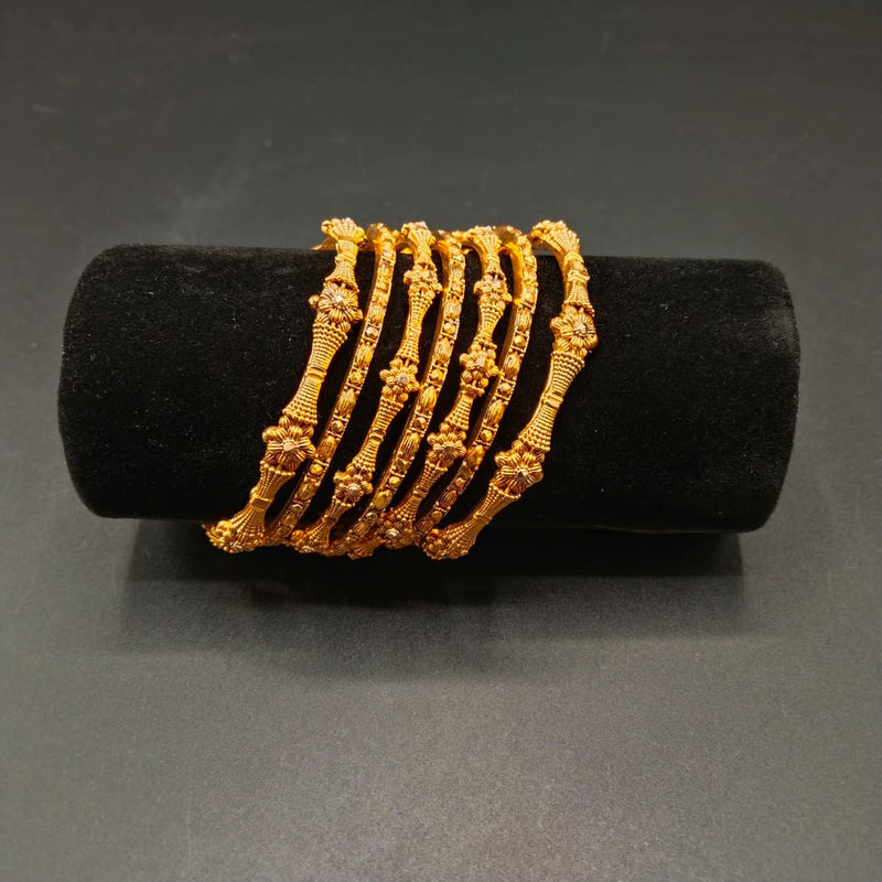 Antique Gold Textured Bangle Set – 7 Piece Intricate Granulation Wedding Jewelry | Ethnic Gold Finish