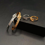Minimalist Adjustable Bracelet and Ring Set – Gold & Silver Tone Finishes