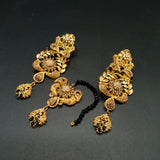Traditional Earrings & Maang Tikka Set – Antique Gold Finish