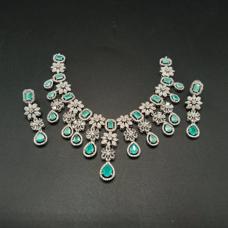 Luxury Cubic Zirconia Flower Statement Necklace and Earrings Set for Weddings & Bridal Parties