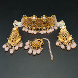 Vintage Style Filigree Choker Set with Colorful Gemstone Beads