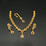 Elegant American Diamond Necklace Set with Teardrop Pendant & Matching Earrings – Silver Bridal Jewelry Set