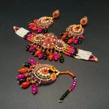 Traditional Gold-Tone Choker Necklace Set with Chandbali Earrings & Maang Tikka – Ethnic Seed Pearl Bridal Jewelry | Ruby, Emerald, Navy, Multi & More