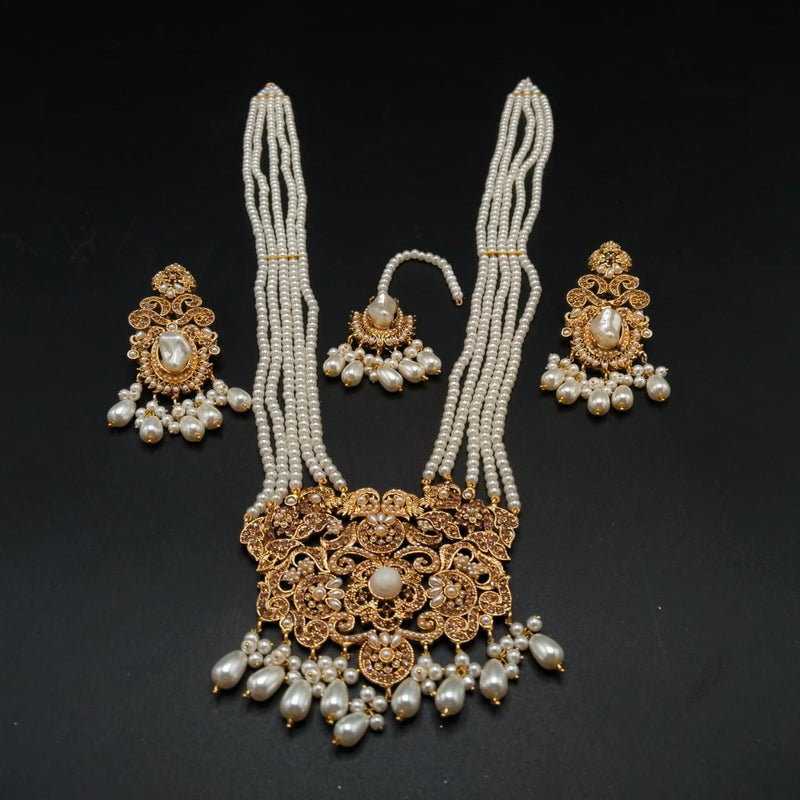 Royal Kundan Mala Set with Maang Tikka & Earrings – Traditional Indian Bridal Jewelry in Multiple Colors