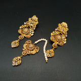 Traditional Earrings & Maang Tikka Set – Antique Gold Finish