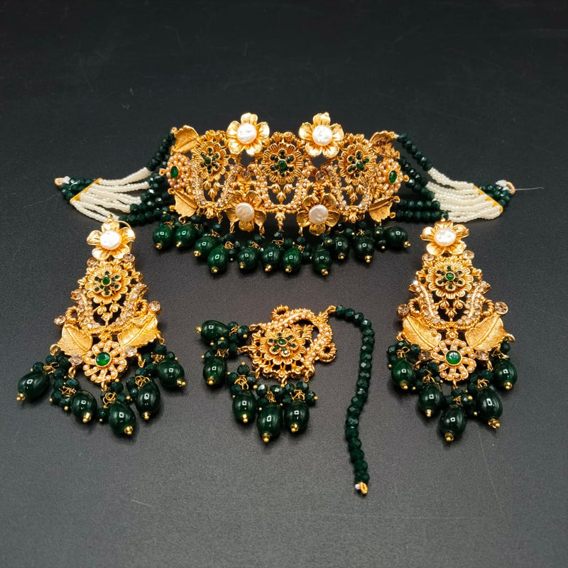 Vintage Style Filigree Choker Set with Colorful Gemstone Beads