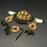 Turkish Antique Bridal Choker Jewelry Set - Handcrafted Ethnic Necklace with Teardrop Beads & Matching Tikka - Multiple Colors