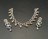 Elegant American Diamond Necklace and Earrings Set with Pear-Cut Teardrop Stones