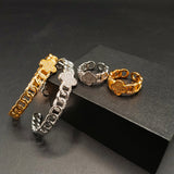 Minimalist Adjustable Bracelet and Ring Set – Gold & Silver Tone Finishes