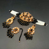 Turkish Antique Bridal Choker Jewelry Set - Handcrafted Ethnic Necklace with Teardrop Beads & Matching Tikka - Multiple Colors