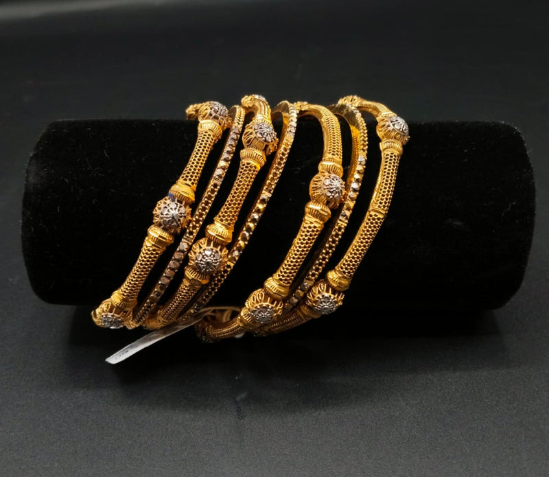 Antique Two-Tone Gold Plated Bangles (Set of 7) – Ethnic Mesh Design Jewelry