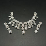 Luxury Cubic Zirconia Flower Statement Necklace and Earrings Set for Weddings & Bridal Parties