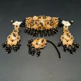 Turkish Antique Choker Jewelry Set with Maang Tikka & Earrings - Traditional Ethnic Necklace in Mint, Pink, Peach, & Black