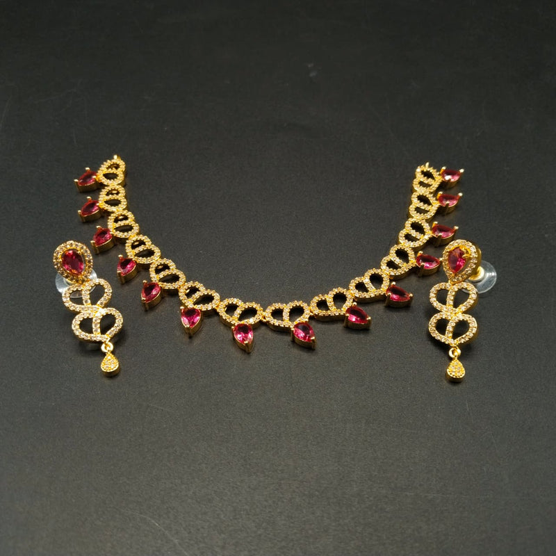 Elegant American Diamond Necklace and Earrings Set with Pear-Cut Teardrop Stones