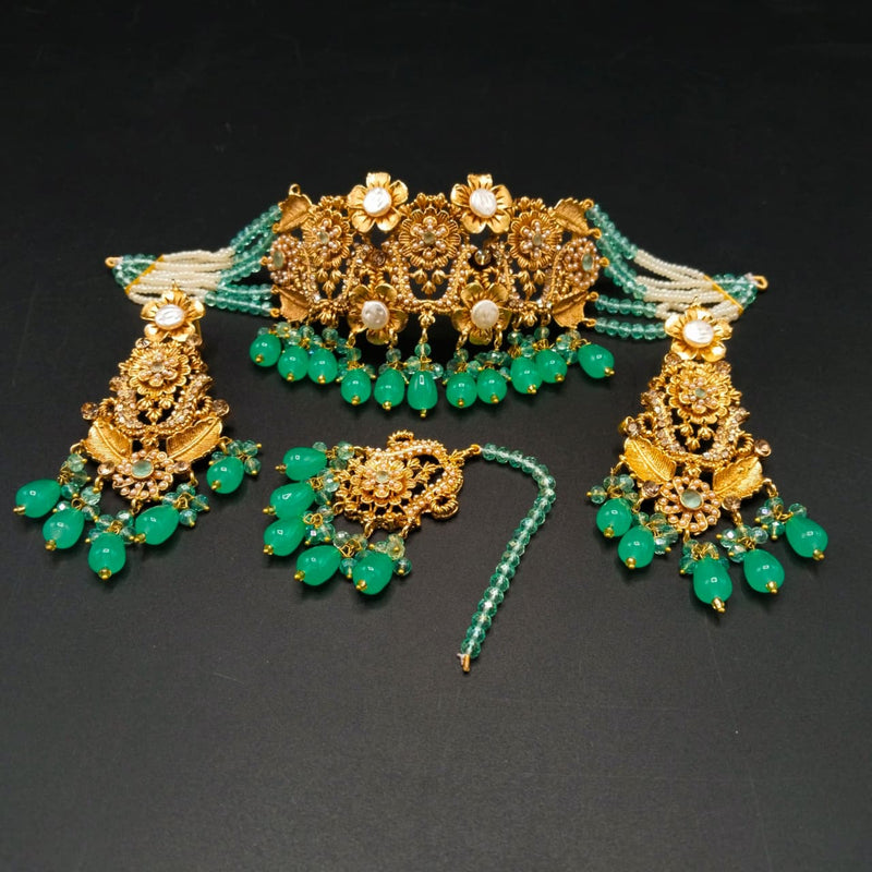 Vintage Style Filigree Choker Set with Colorful Gemstone Beads